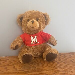University of Maryland Brown Teddy Bear with Red Maryland jersey Shirt